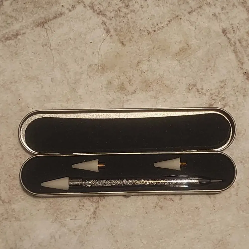 Dual-Ended Rhinestone Picker Dotting Pen with Crystal Handle
